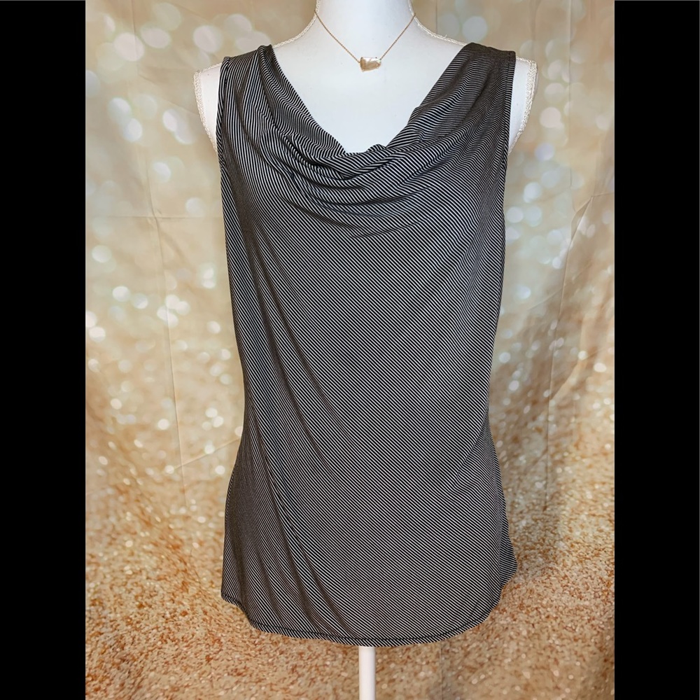 WHBM Striped Cowl Neck Blouse